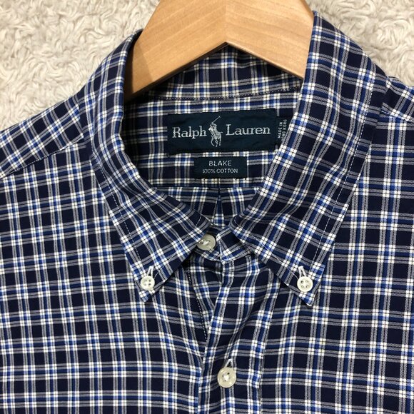 Polo Ralph Lauren Blake Men's Cotton Button Front Shirt Blue/Black Plaid Size XL - Picture 3 of 6